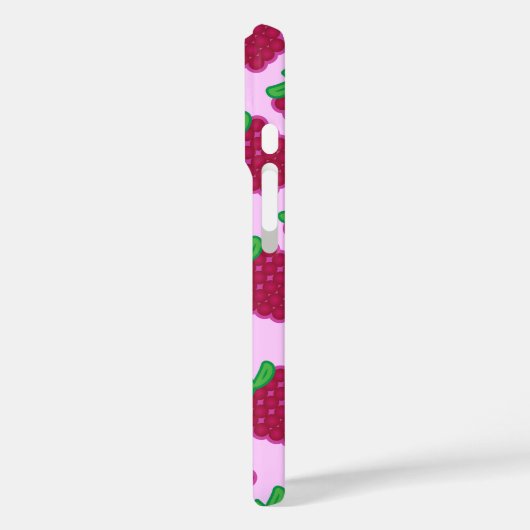 Red Raspberry Pattern iPhone Case (Rückseite / Links)