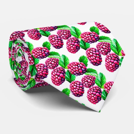 Red Raspberry Watercolor Muster Krawatte (Gerollt)