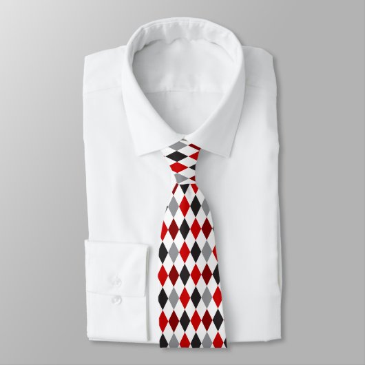Red Raute Pattern Game Day Neck Tie Krawatte (Gebunden)