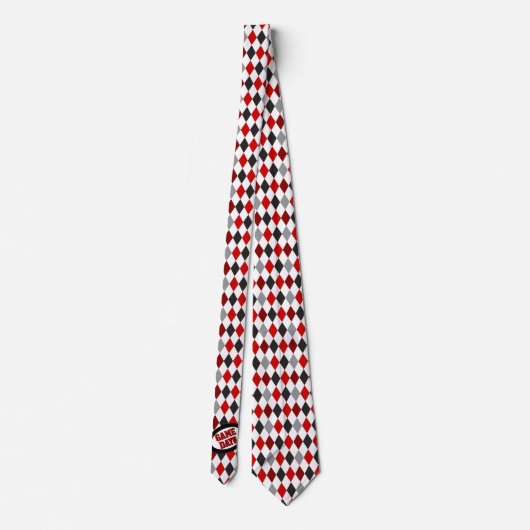 Red Raute Pattern Game Day Neck Tie Krawatte (Rückseite)