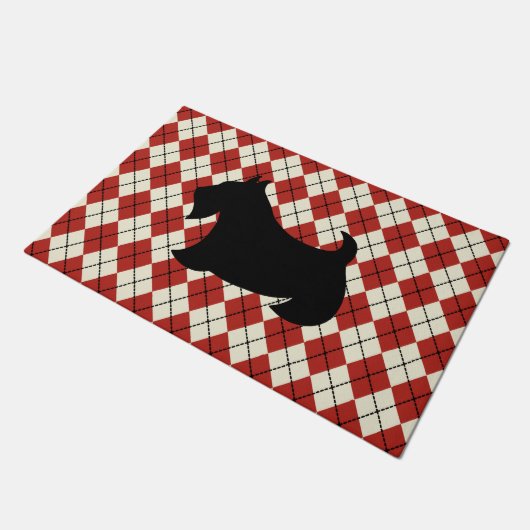 Red Raute Scottish Terrier Doormat Fußmatte (Schrägansicht)