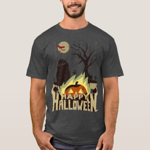 RED RAVEN HORROR ART LONESOME SKELETONS HAPPY HALL T-Shirt