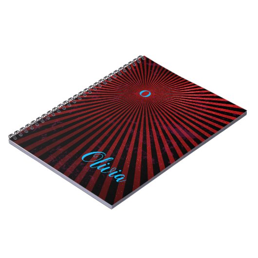 Red Rays Abstrakte Personalisierte Notebook Notizblock (Linke Seite)