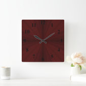 Red Rays Quarter Wall Clock Quadratische Wanduhr (Zuhause)