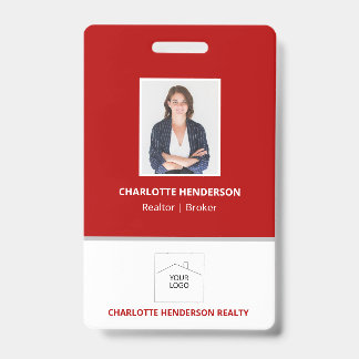 Red Real Anwesen Agent Foto Logo Abzeichen Ausweis