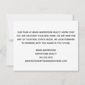 Red Real Anwesen Company Custom Zuhause Anniversar Karte (Rückseite)