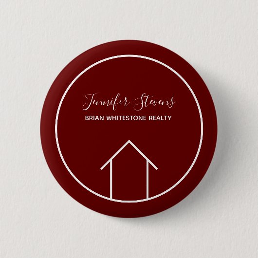 Red Real Estate Company Custom Name Tag Button (Vorderseite)