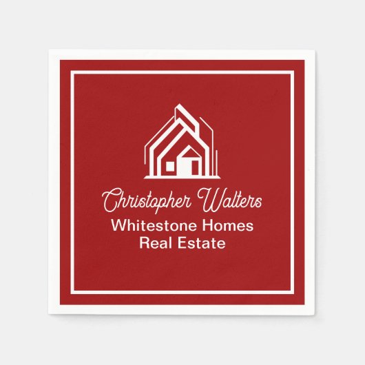 Red Real Estate Company Custom Realtor Serviette (Vorderseite)