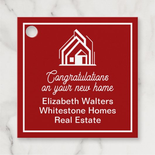 Red Real Estate Company Customized Realtor Party Geschenkanhänger (Vorderseite)