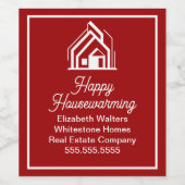 Red Real Estate Company Customized Realtor Weinetikett (Einzelnes Label)