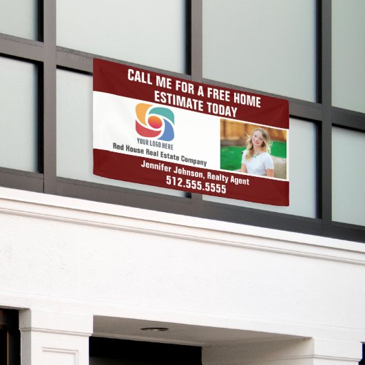 Red Real Estate Company Logo Realtor Marketing Banner (Äußeres Gebäude)