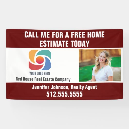Red Real Estate Company Logo Realtor Marketing Banner (Horizontal)