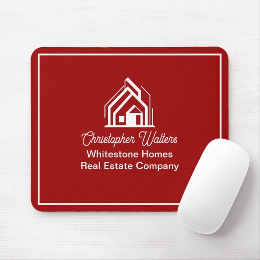 Red Real Estate Company Personalized Realtor Mousepad (Mit Mouse)