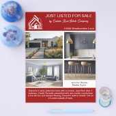 Red Real Estate Home Listing 2 Sided Modern Flyer (Einzeln)