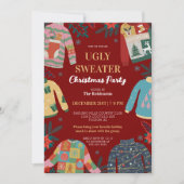 Red Really Ugi Weihnachten Sweater Holiday Party Einladung (Vorderseite)
