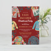 Red Really Ugi Weihnachten Sweater Holiday Party Einladung (Stehend Vorderseite)