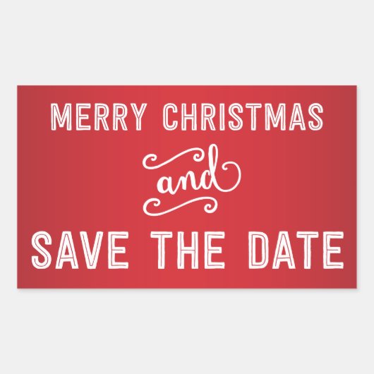 Red Rectangle Save the Date Weihnachtskleber Rechteckiger Aufkleber (Vorderseite)