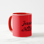 Red-red mug template, black flourish, tasse (Vorderseite Links)