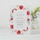 Red Refined Winter Wedding Einladung (Stehend Vorderseite)