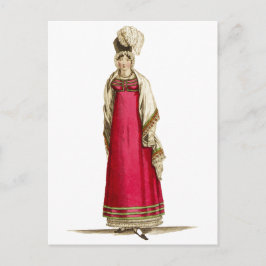 Red Regency Dress, Mode Zeichnend 1800er Postkarte