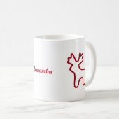 Red Reindeer Contour Personalized Name Kaffeetasse (VorderseiteRechts)