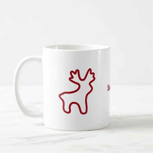 Red Reindeer Contour Personalized Name Kaffeetasse (Links)