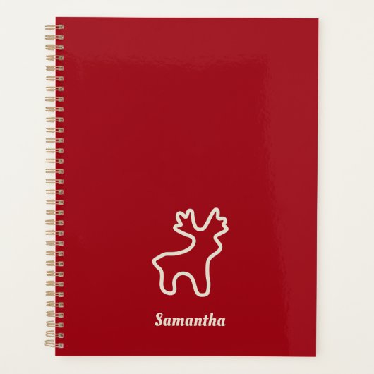 Red Reindeer Contour Personalized Name Planer (Vorderseite)