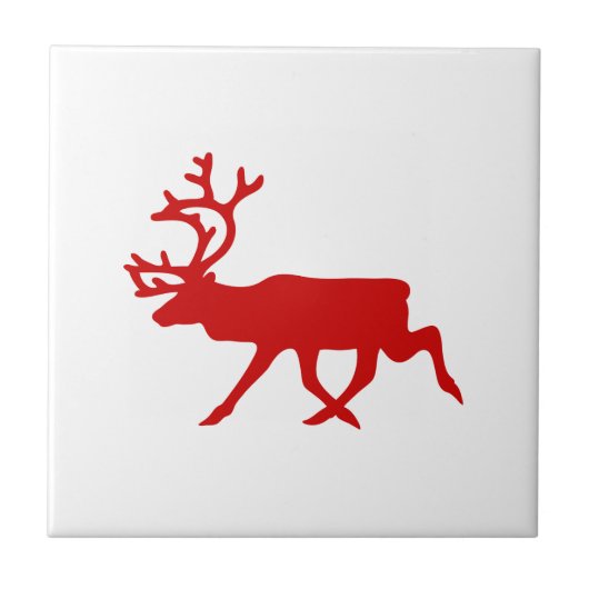Red Reindeer / Karibik-Silhouette Fliese (Vorderseite)