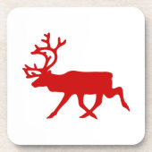 Red Reindeer / Karibik-Silhouette Getränkeuntersetzer (Vorderseite)
