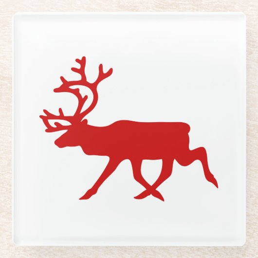 Red Reindeer / Karibik-Silhouette Glasuntersetzer (Vorderseite)