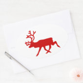 Red Reindeer / Karibik-Silhouette Ovaler Aufkleber (Umschlag)