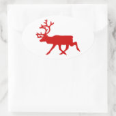 Red Reindeer / Karibik-Silhouette Ovaler Aufkleber (Tasche)