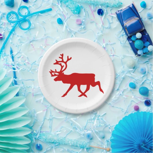 Red Reindeer / Karibik-Silhouette Pappteller (Party)