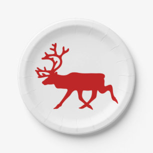 Red Reindeer / Karibik-Silhouette Pappteller