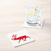 Red Reindeer / Karibik-Silhouette Rechteckiger Pappuntersetzer (Vor Ort)