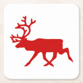 Red Reindeer / Karibik-Silhouette Rechteckiger Pappuntersetzer (Vorderseite)