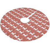 Red Reindeer Pattern Classic Christmas Tree Skirt Polyester Weihnachtsbaumdecke (Schrägansicht)