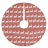 Red Reindeer Pattern Classic Christmas Tree Skirt Polyester Weihnachtsbaumdecke (Vorderseite)