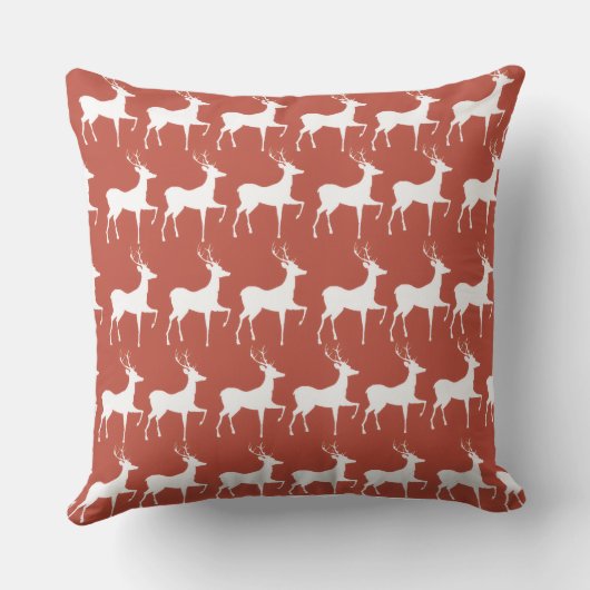 Red Reindeer Pattern Square Christmas Thro Kissen (Rückseite)