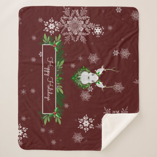 Red Reindeer Sherpa Blanket Sherpadecke (Vorderseite)