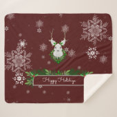 Red Reindeer Sherpa Blanket Sherpadecke (Vorderseite (Horizontal))