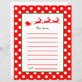 Red Reindeer Sleigh Sehr geehrter Santa Letter (Vorne/Hinten)