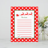Red Reindeer Sleigh Sehr geehrter Santa Letter (Stehend Vorderseite)