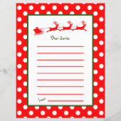 Red Reindeer Sleigh Sehr geehrter Santa Letter (Vorderseite)