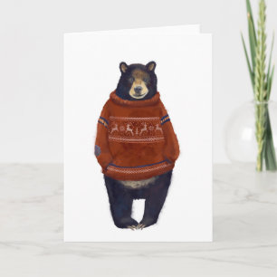Red Reindeer Sweater Bear Karte