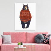 Red Reindeer Sweater Bear Leinwanddruck (Insitu (Wohnzimmer))