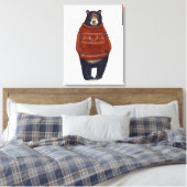 Red Reindeer Sweater Bear Leinwanddruck (Insitu (Schlafzimmer))