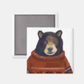 Red Reindeer Sweater Bear Magnet (Vorderseite/Rückseite)