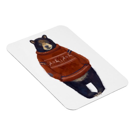Red Reindeer Sweater Bear Magnet (Rechte Seite)