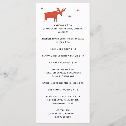 Red Reindeer | Weihnachtscafé oder Bäckerei Menükarte (Rückseite)